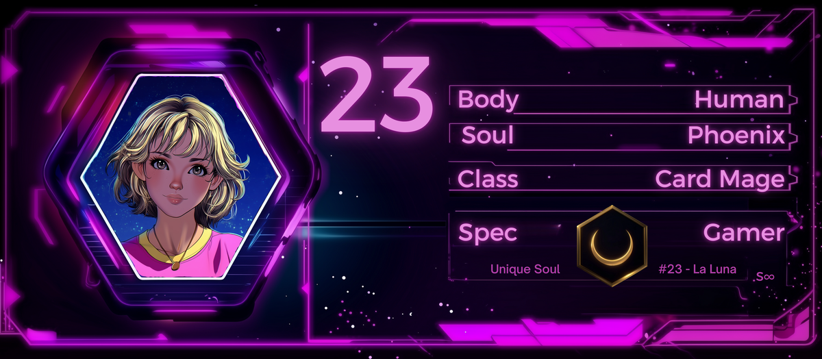 Reference ID card printed 23. Numeric subject label; not automatically Aurora or Darkmoon Jr.