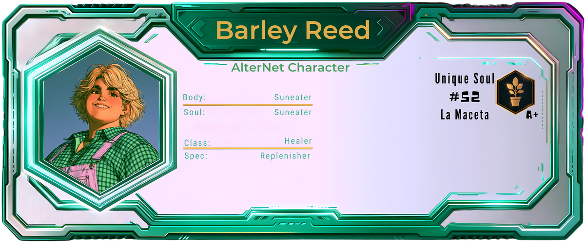 Reference ID card printed Barley Reed. Alternate green card