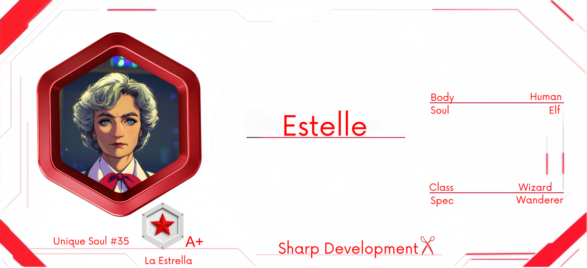 Reference ID card printed Estelle. Sharp Development