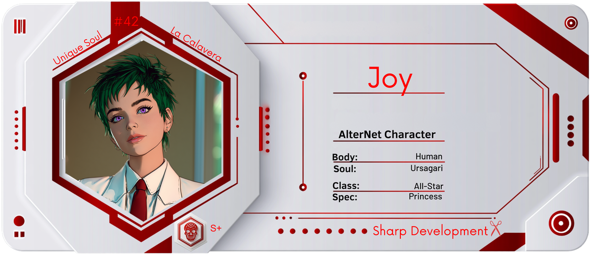 Reference ID card printed Joy. Sharp Development; alternate card