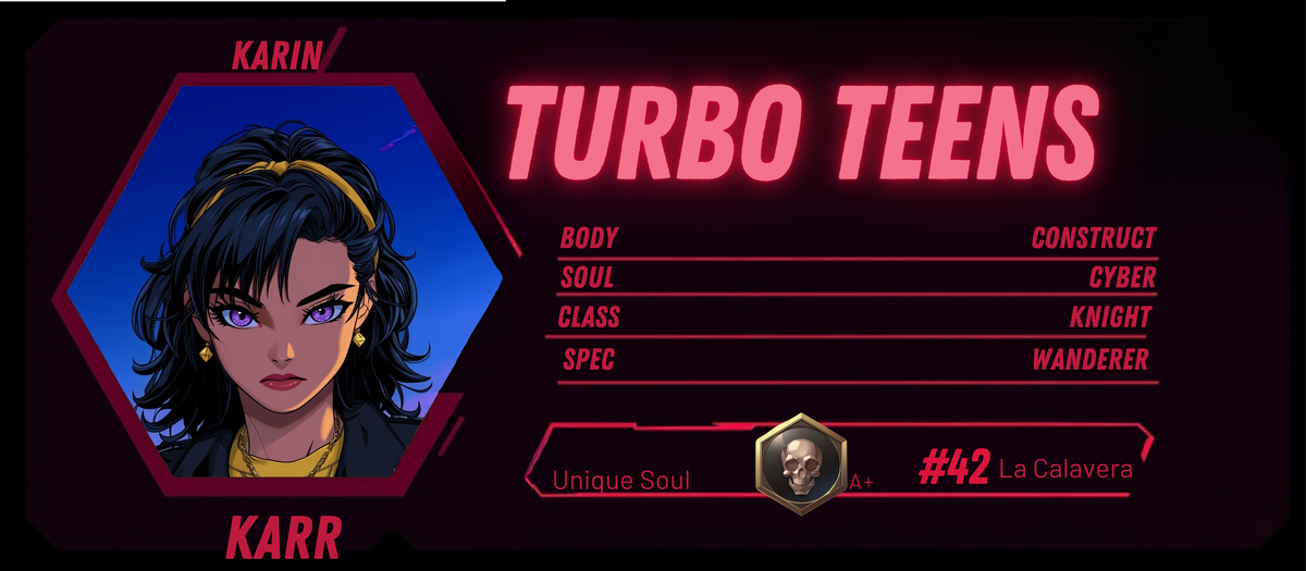 Reference ID card printed Karin. Karr; Turbo Teens