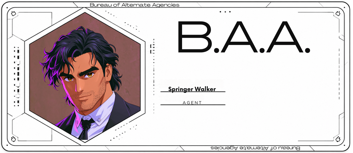 Reference ID card printed Springer Walker. Bureau of Alternate Agencies; Agent