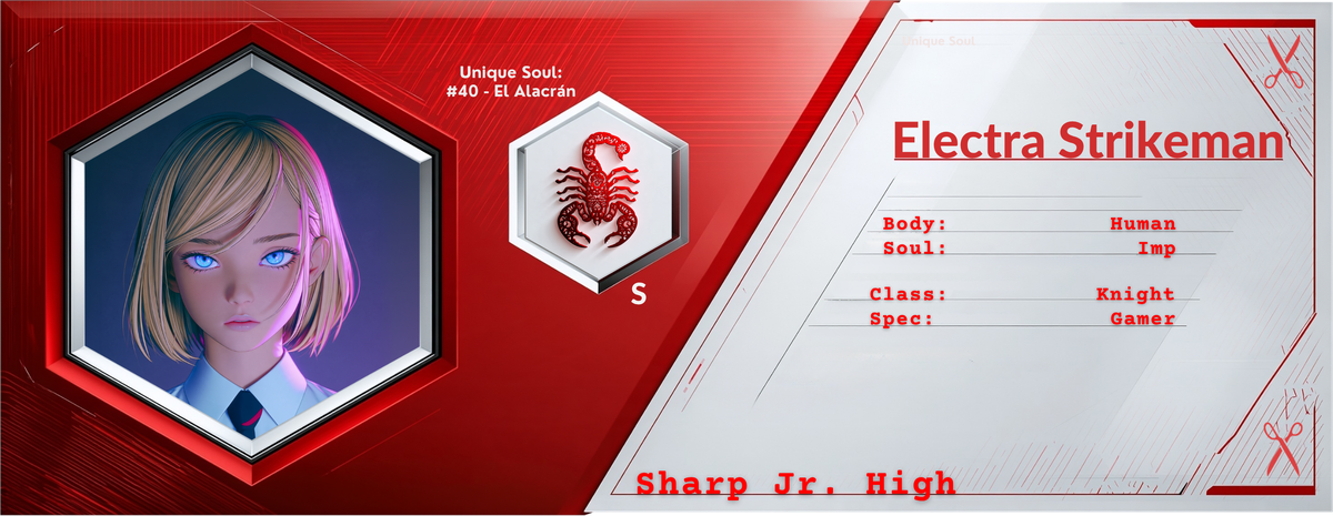 Reference ID card printed Electra Strikeman. Sharp Jr. High