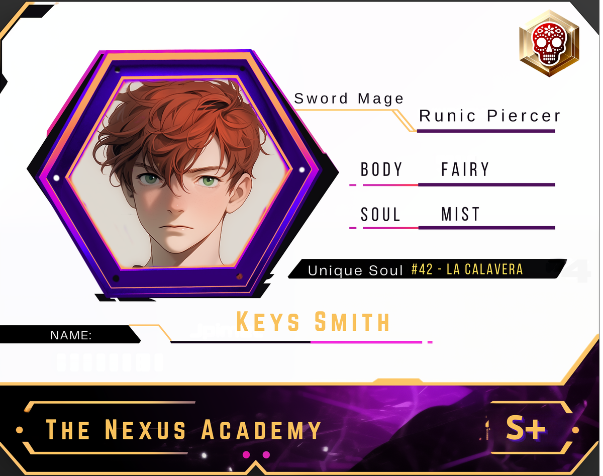 Reference ID card printed Keys Smith. The Nexus Academy