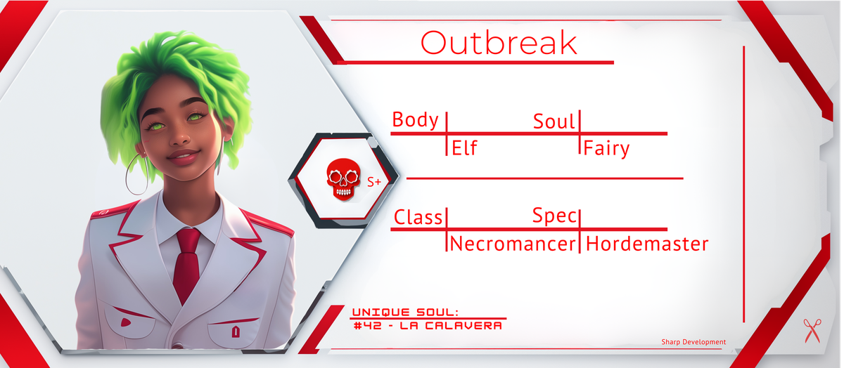 Reference ID card printed Outbreak. Sharp Development