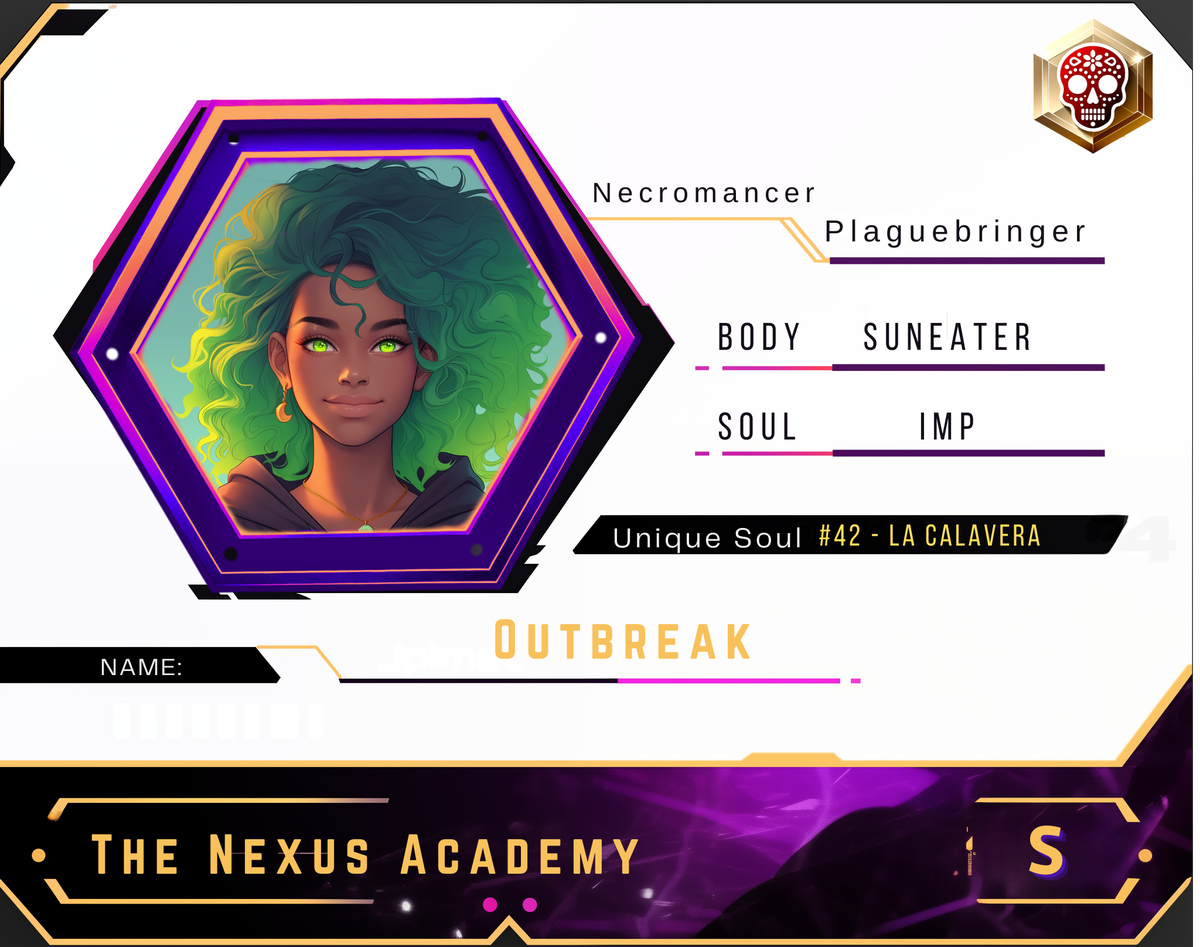 Reference ID card printed Outbreak. The Nexus Academy