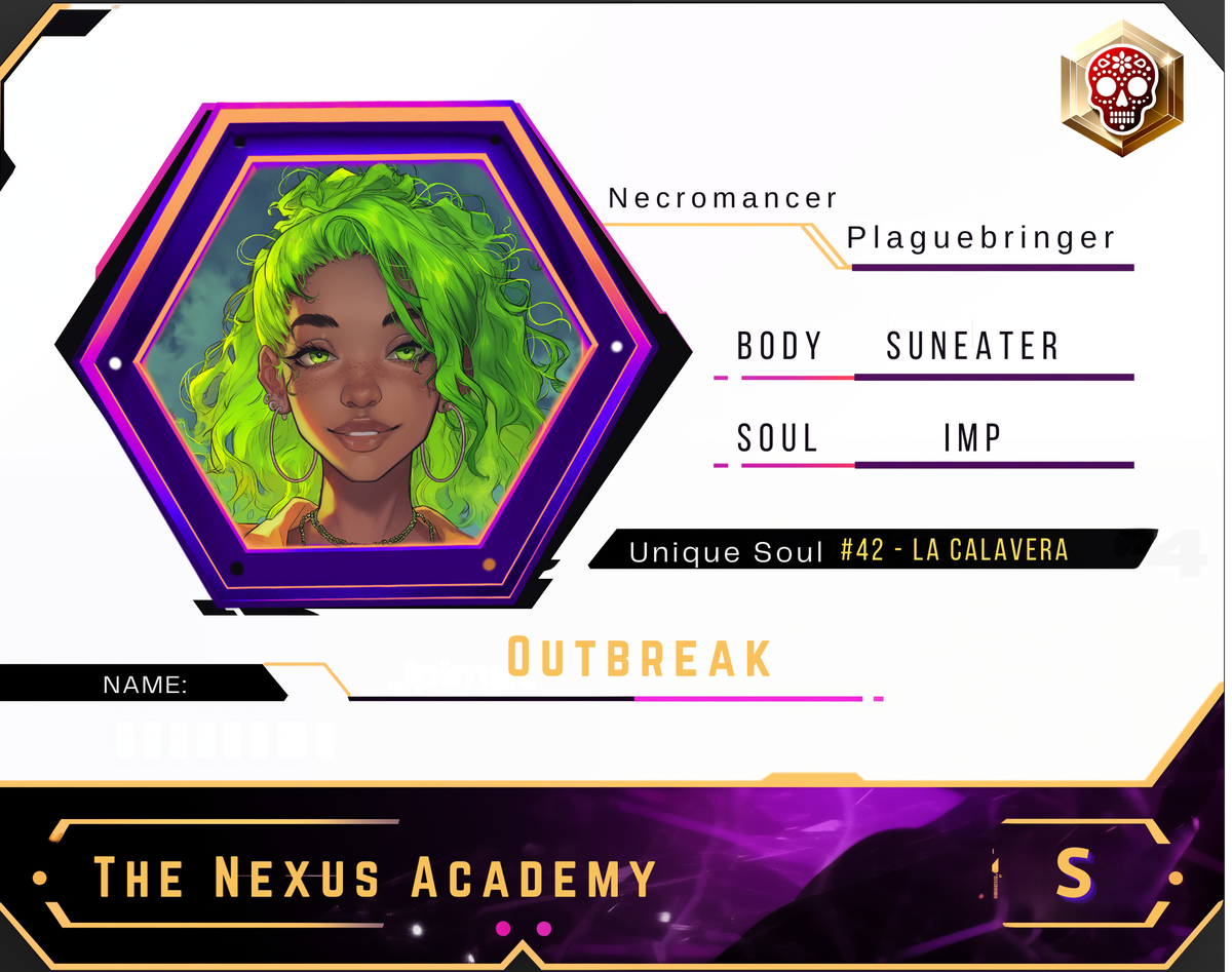 Reference ID card printed Outbreak. The Nexus Academy