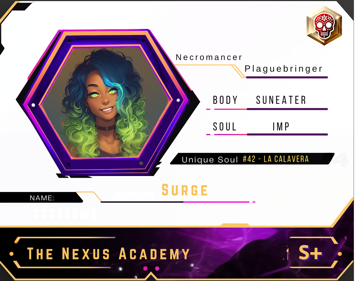 Reference ID card printed Surge. The Nexus Academy